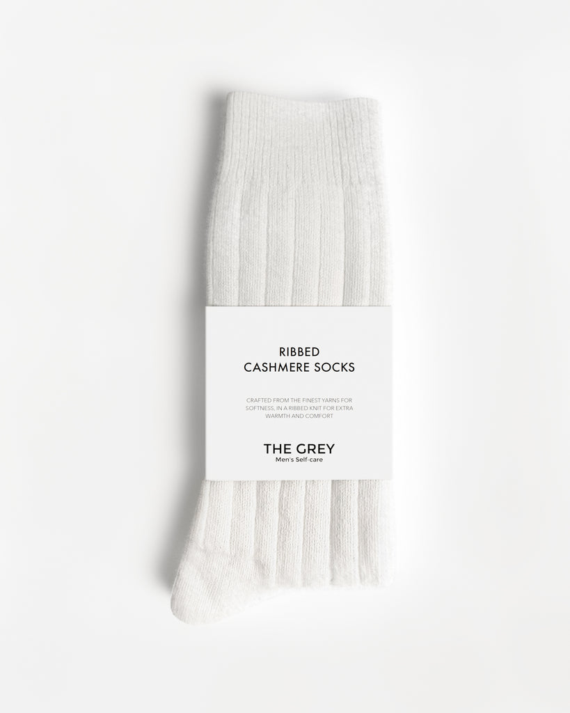 Ribbed Cashmere Socks - Off White