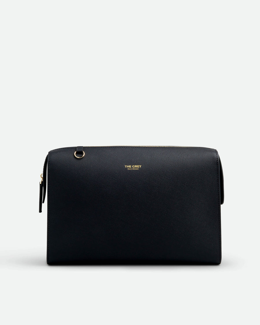 Saffiano Leather Toiletry Bag  - BLACK