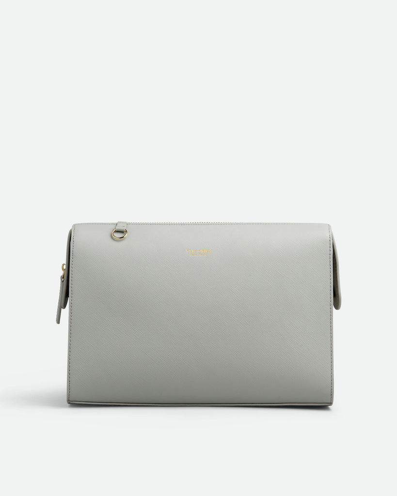 Saffiano Leather Toiletry Bag - LIGHT GREY